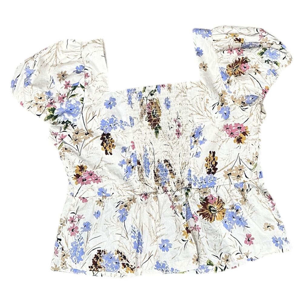Anthropologie Floral Puff Sleeve Blouse - Cream and Multicolor - Picture 5 of 9